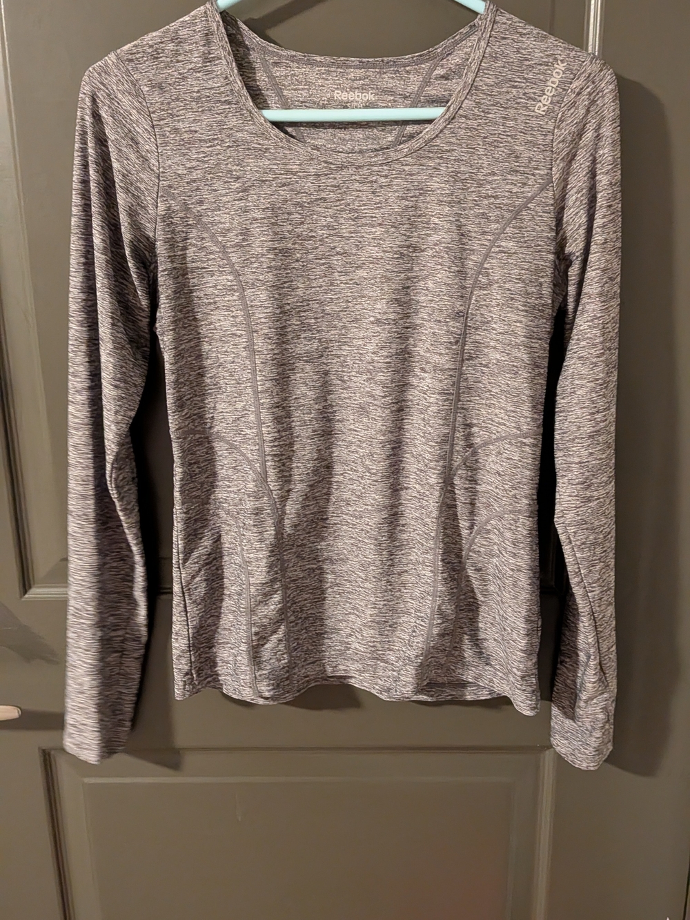 Reebok Women's Long-Sleeve Heather Gray Performance Top